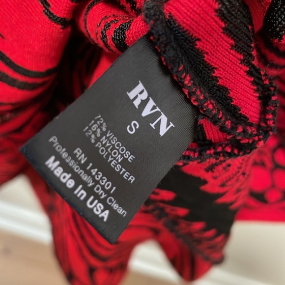RVN Red and Black Abstract Fit and Flare Dress, Size Small - Picture 6 of 15